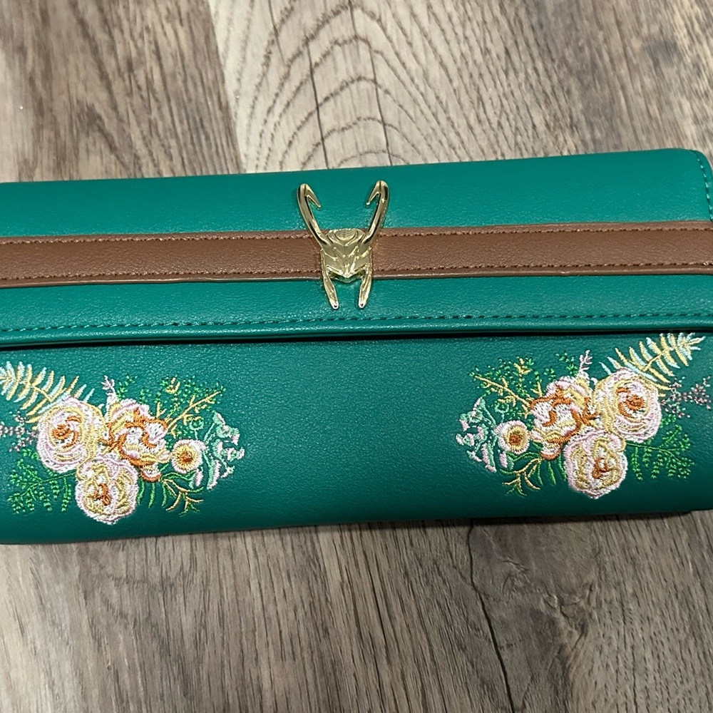Loungefly Teal Floral Embroidered Wallet